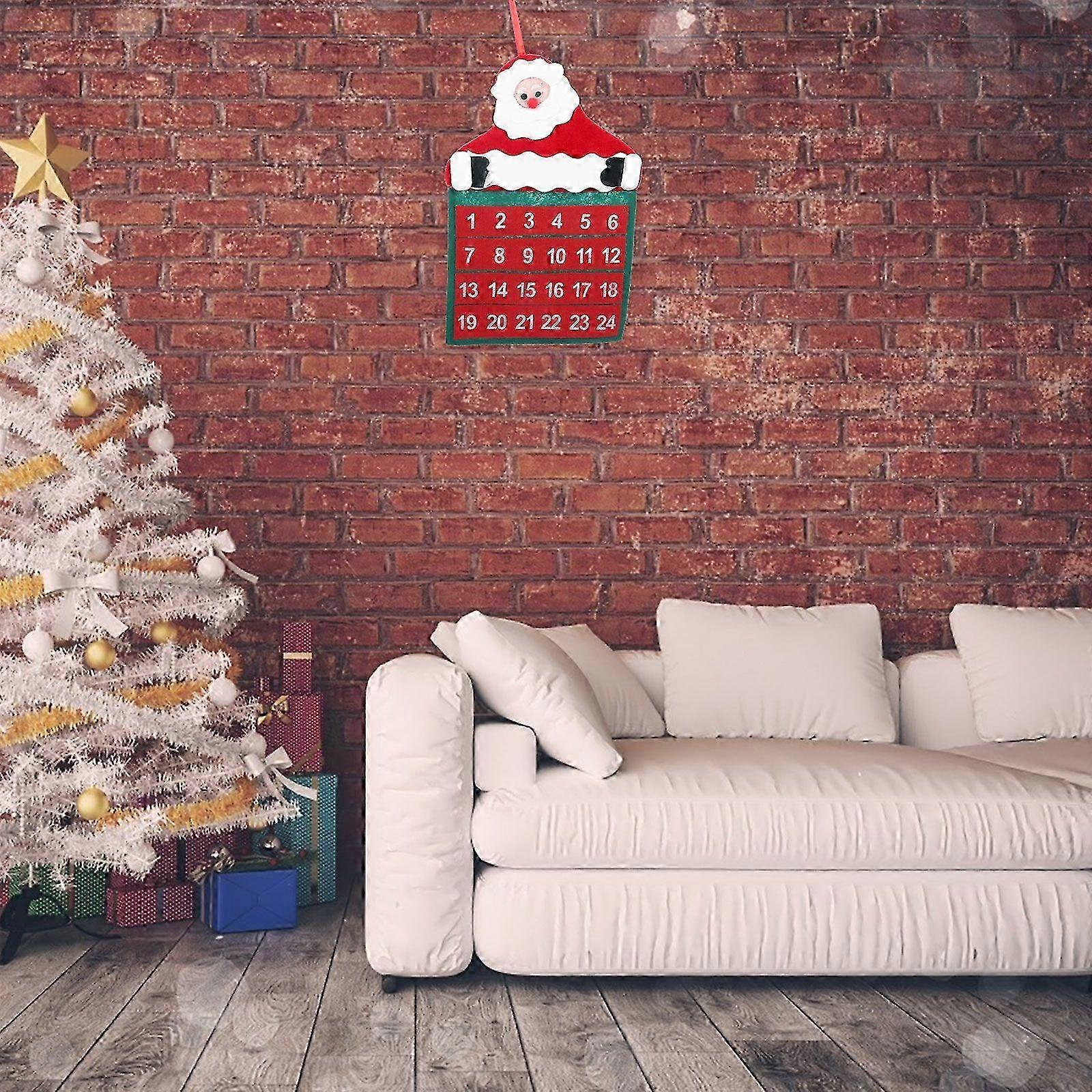 Red Background Advent Calendar for Christmas Countdown Decor