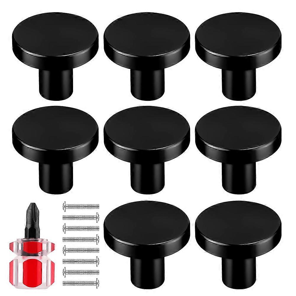 8pcs Cabinet Knobs,Round Dresser Pull Knob Wardrobe Pull Door Handle with 8 Screws Drawer Pulls Kitchen Black