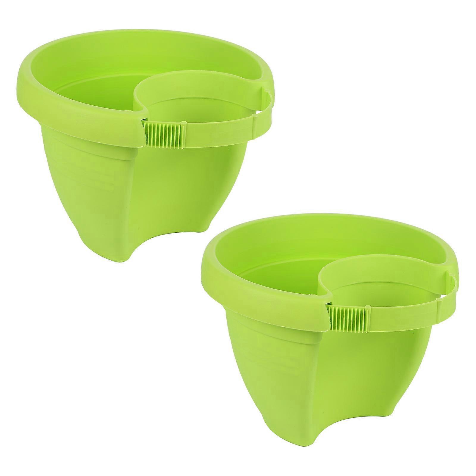 Green Hanging Flower Pot Pipe-Type Wall-Mounted Holder 2Pcs Durable Set