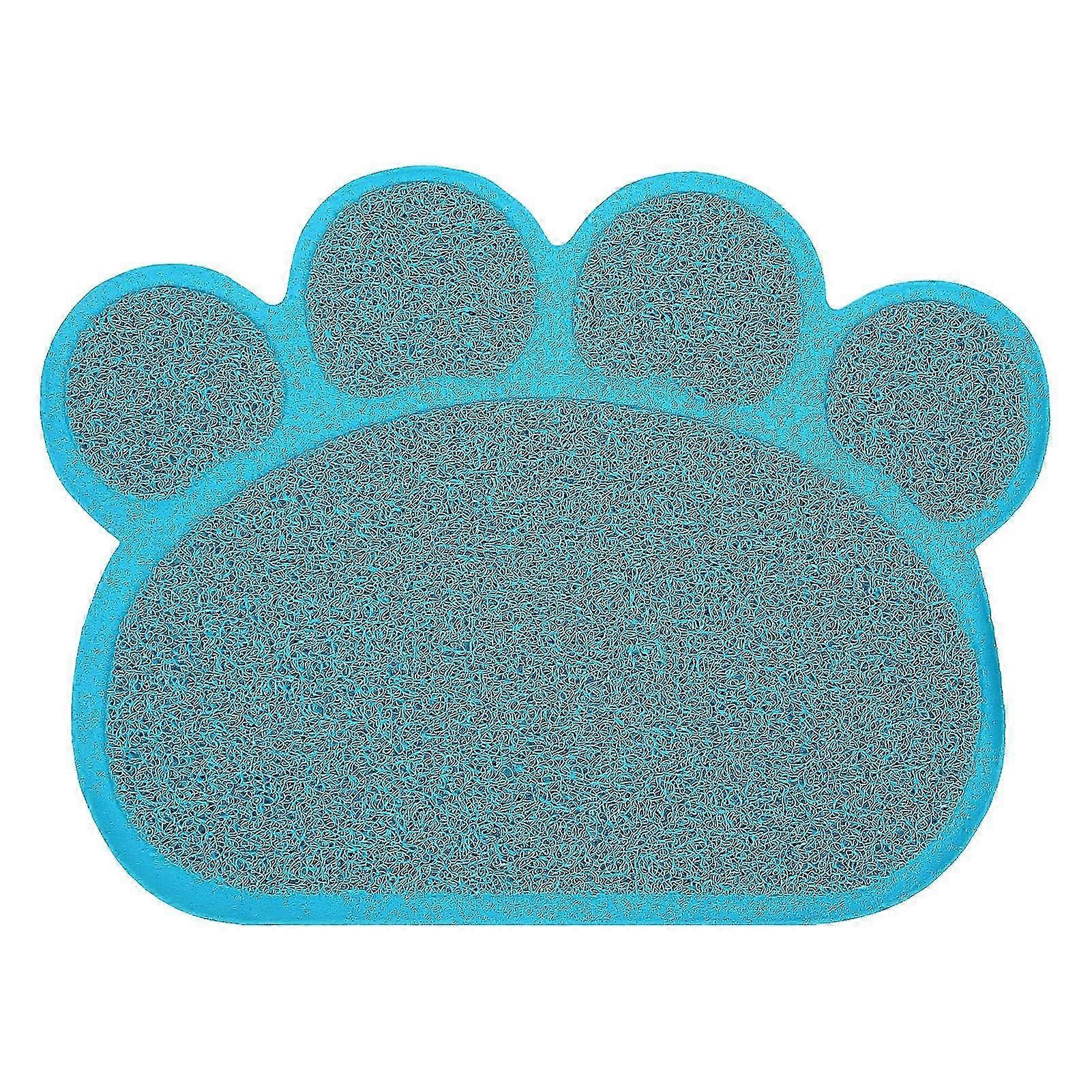 w Litter Box Mat Prevent Slip Waterproof Soft Paw Shaped PVC Cat Litter Box Pad for Indoor Floor Blue