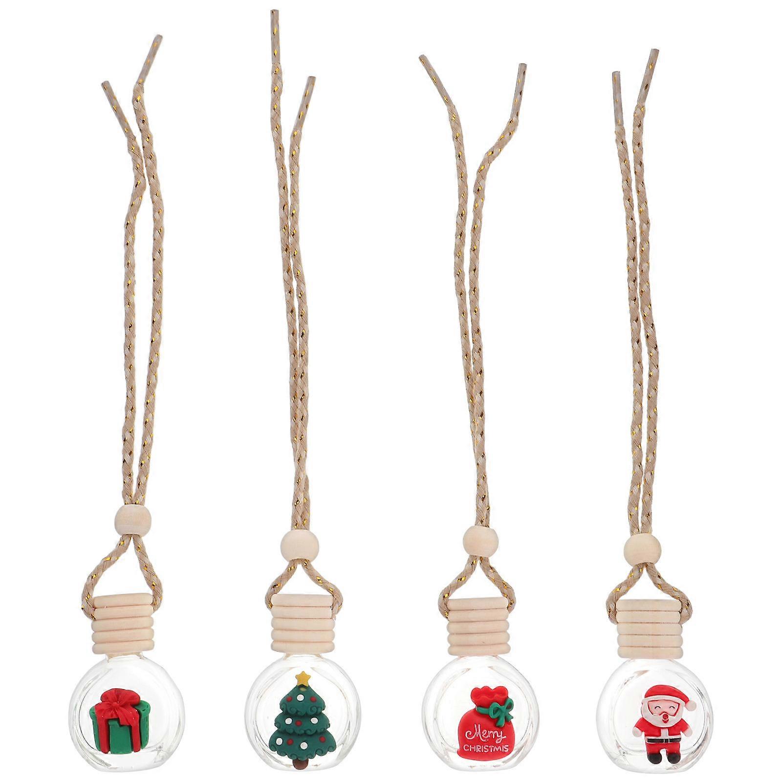 4Pcs Christmas Car Air Fresheners Hanging Ornaments Empty Diffuser Bottles