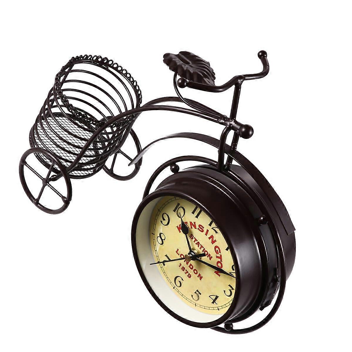 Vintage Iron Bicycle Desk Clock Silent Decor for Home Office Store Display Without Battery
