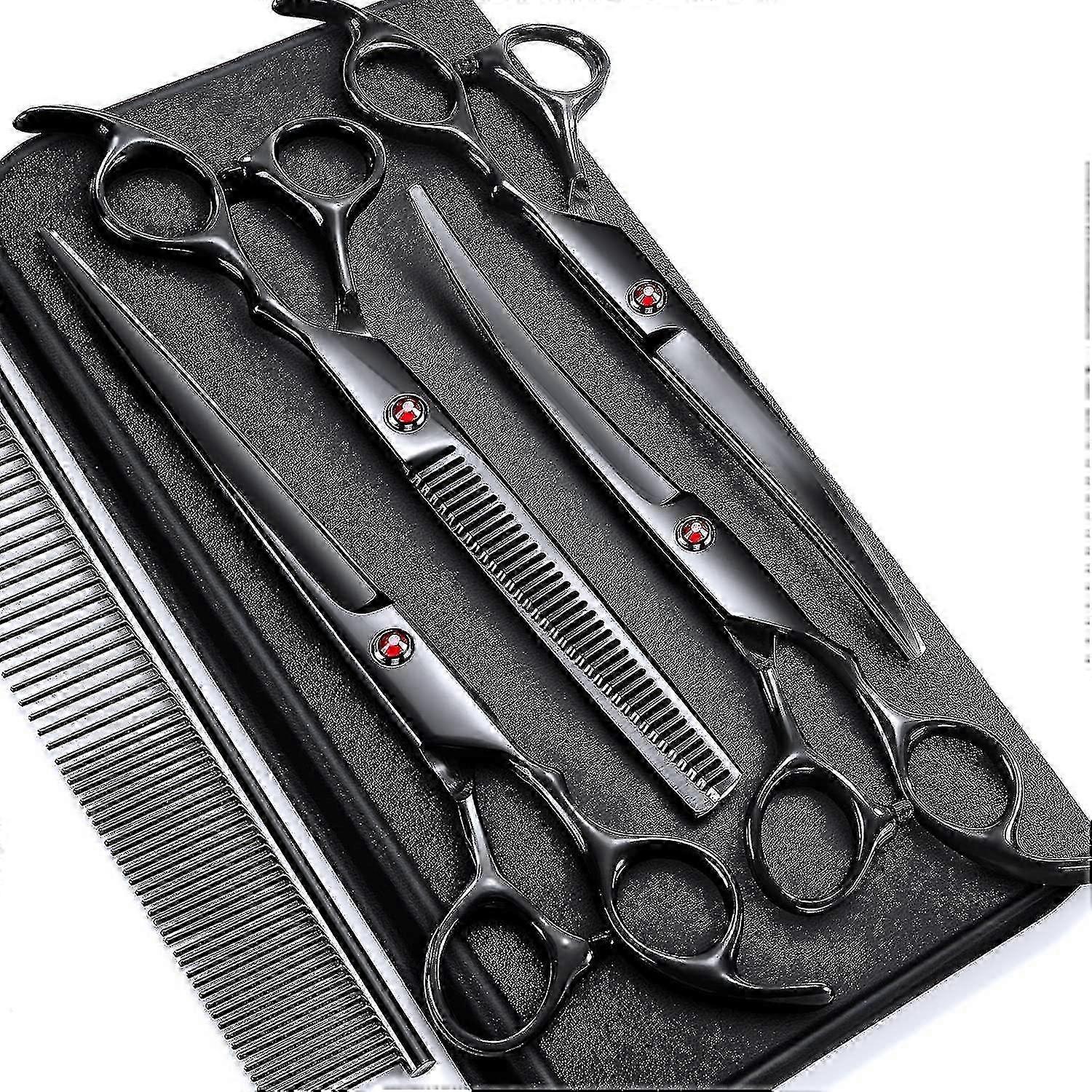 6 في 1 طقم مقص العناية بالكلاب المهنية ، 7.0 بوصة الفولاذ المقاوم للصدأ f74