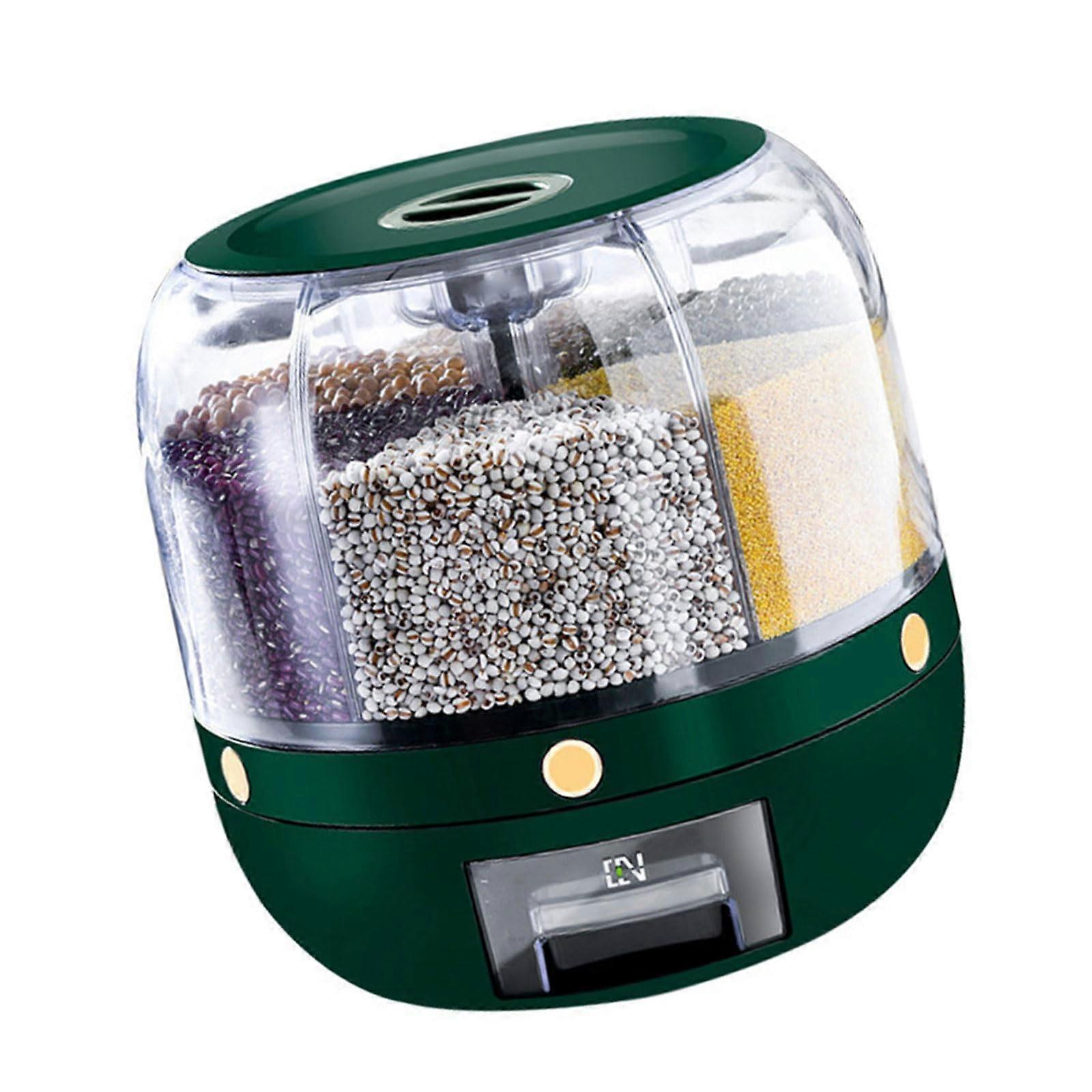 Dry Cereal Box 360Degree Rotating Dispenser For Rice And Grains Kitchen Container With Individual Compartments