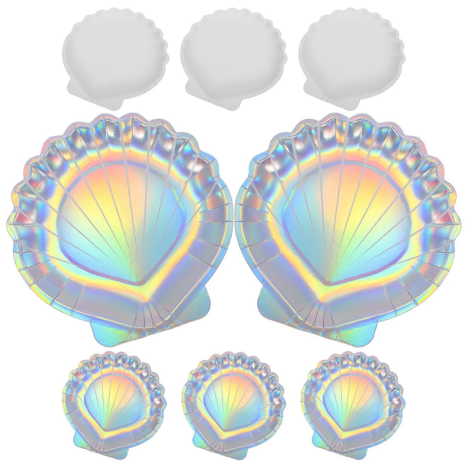 Seashell Paper Plates for Dessert Serving 8Pcs Party Dinnerware