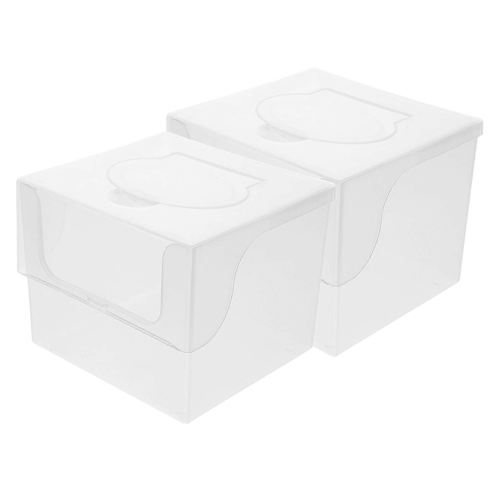Plastic Tissue Box Disposable Face Towel Storage Box with 2Pcs Transparent Style