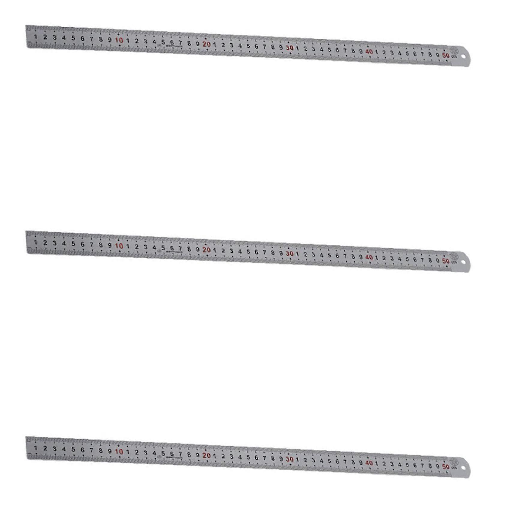 3X Double Side Scale Stainless Steel Straight Ruler Measuring Tool 50cm