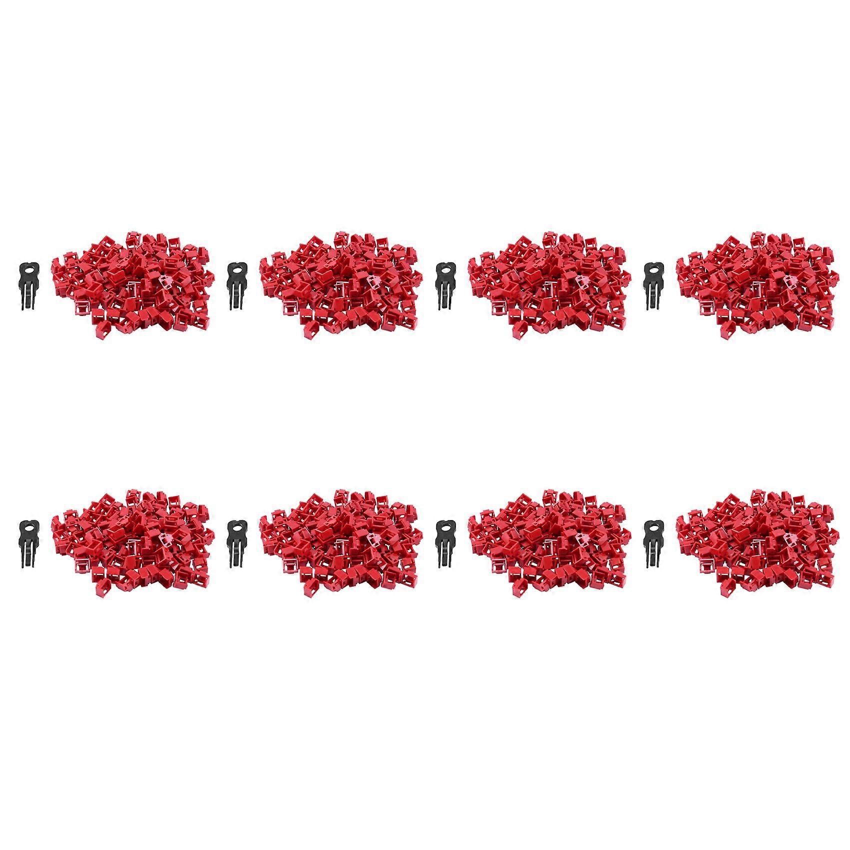 800Pcs Red RJ45 Port Ethernet LAN Hub Anti Dust Cover Plug Cap Blockout Protector with Proprietary Lock and Key