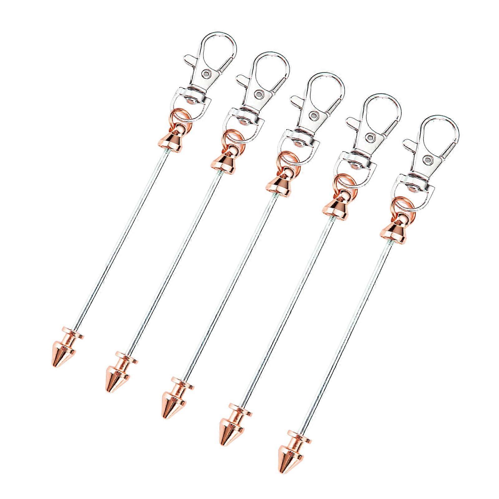 Pack of 5 Bead Key Rings Fashion Statement Keychain Alloy Texture Unique Key Holder Suitable for Everyday Party Use  Rose Gold