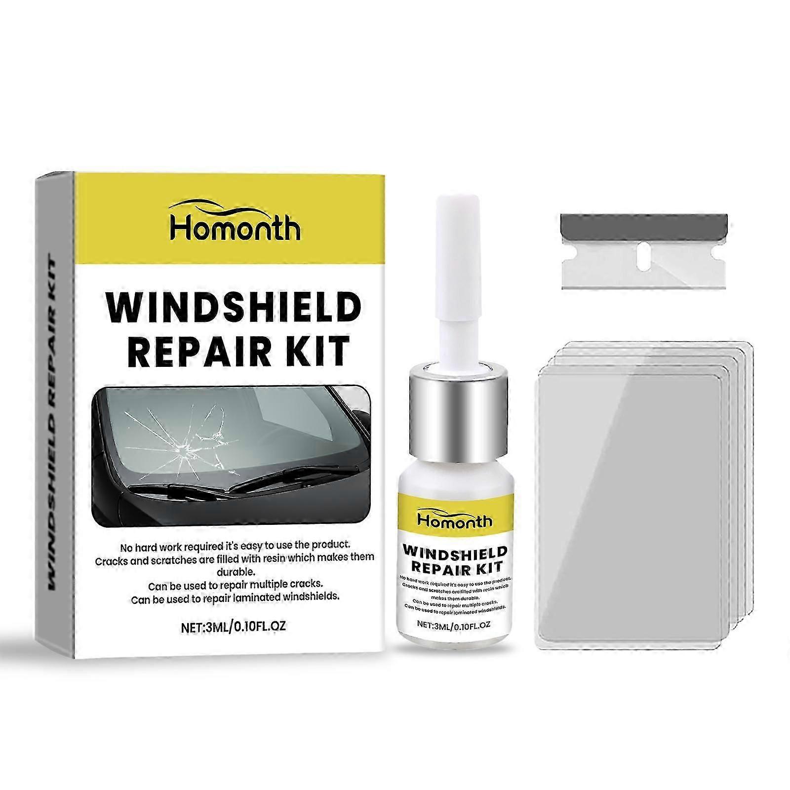 Windshield Repair Kit - 3-Piece Set for Car Care, Quick Crack Filling & Cleaning Solution