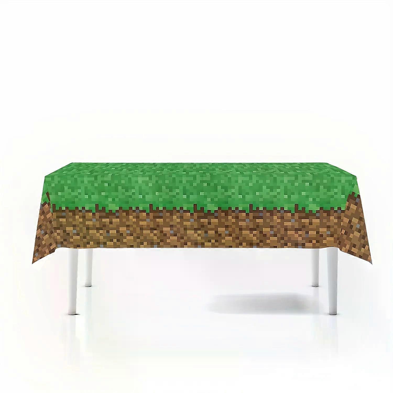 Pixel Mine Tablecloth Disposable Rectangular Tablecloth Event Party Home Decor Table Runner Green Lawn Pixel Tablecloth Kids Toy