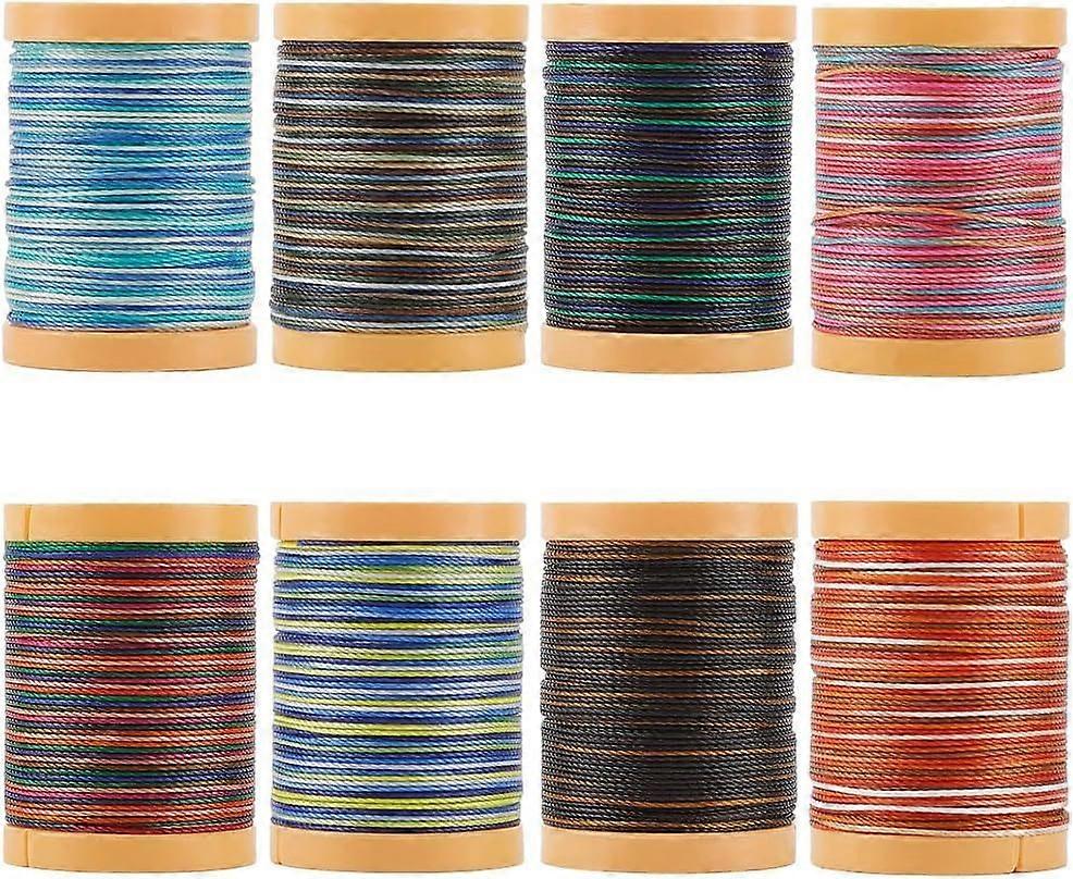 640M/700 Yards 8 Rolls 0.5mm Colorful Wax Thread Beading Cord Waxed Round Polyester Macrame Segmented Dyeing String Ropes for Jewelry Making Bracelets