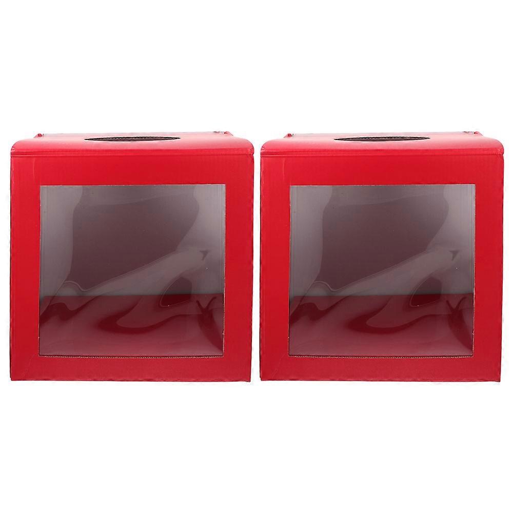 Red Cardboard Suggestion Box for Fundraising 2Pcs Paper Raffle Box