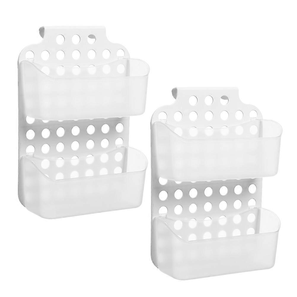 Bathroom Shower Organizer Double Layer Rack for Wall Mounted Storage 2Pcs