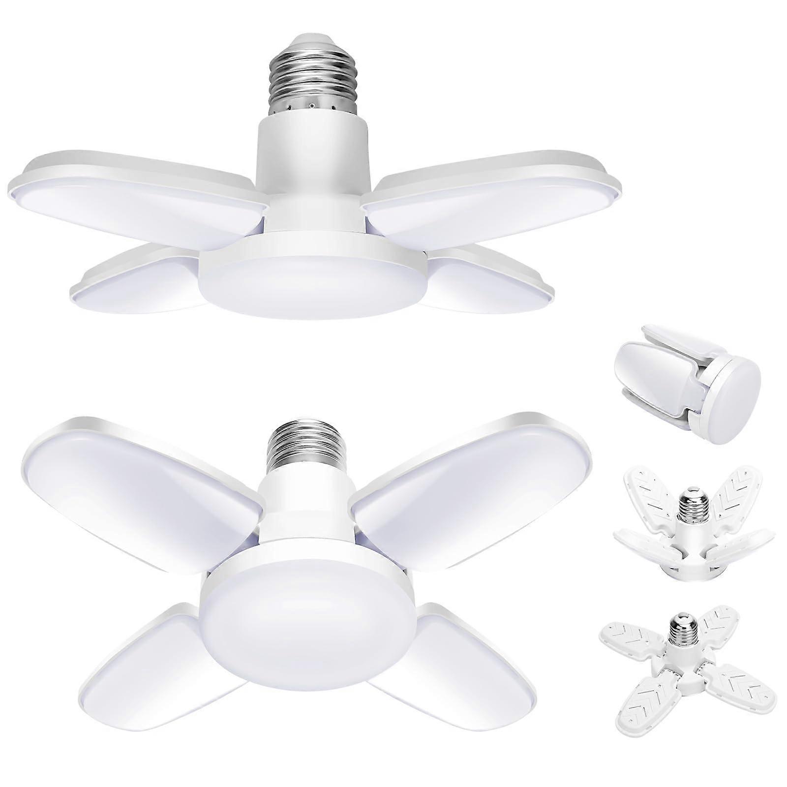 2 Pack LED Garage Light 50W 6500K Daylight, 4 Panel Deformable Ceiling Lamp with E26 Base 360° Adjustable