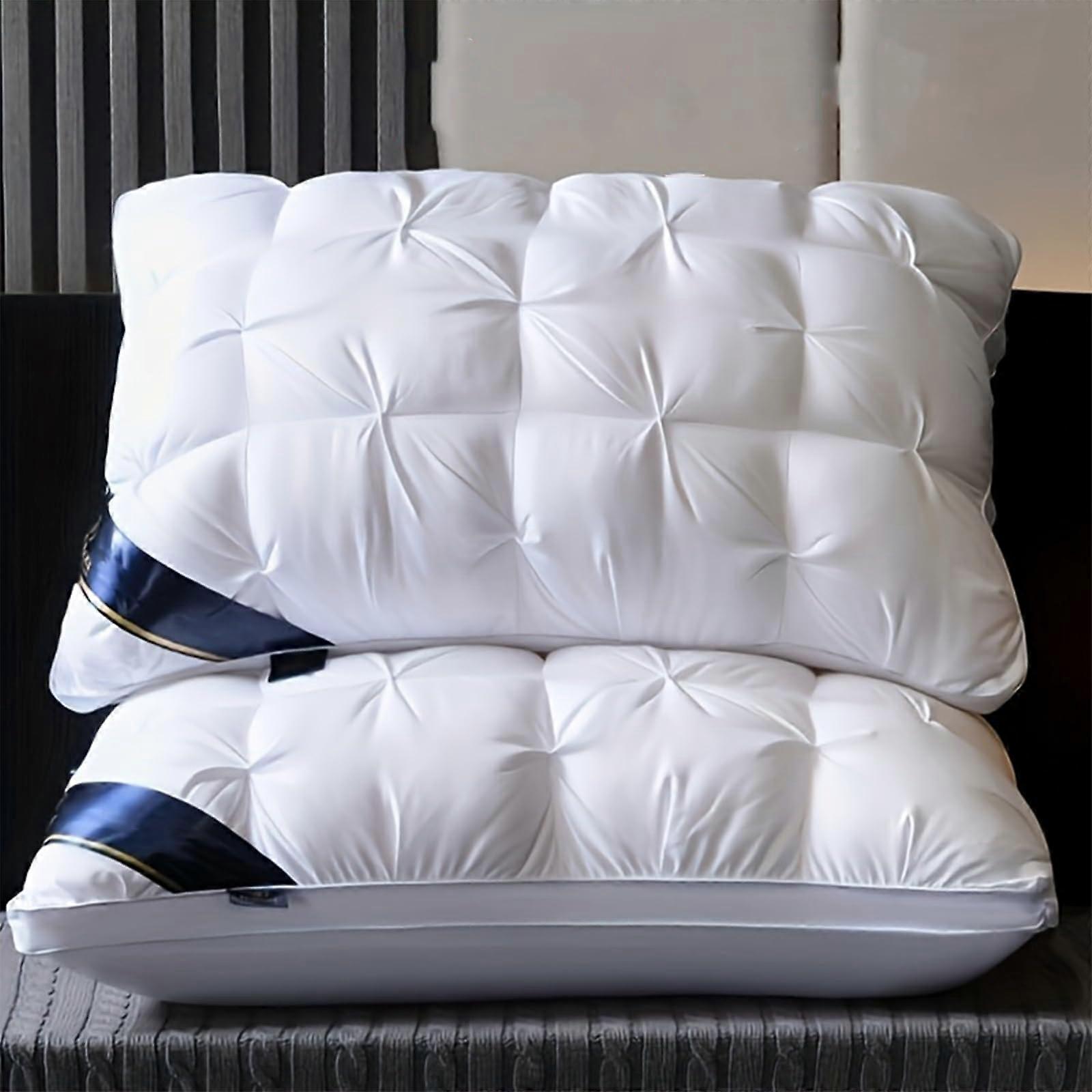 Luxury Hotel Pillow 2 Pack, Gusseted Down Feather Design for Neck Support, Soft for All Sleep Positions, 18x28