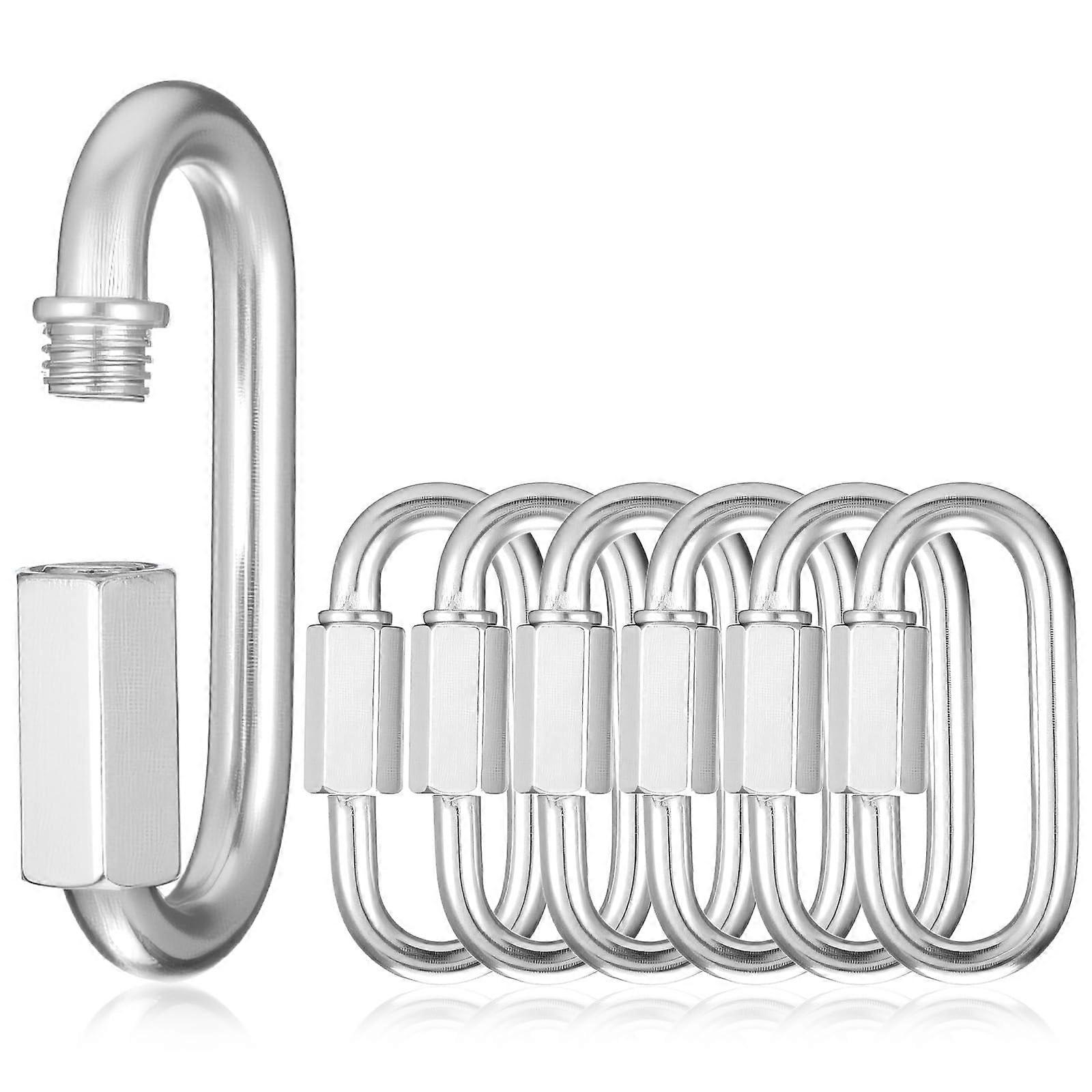 6 Pack Stainless Steel Quick Link Chain Connector with Secure Threaded Lock for Outdoor Use