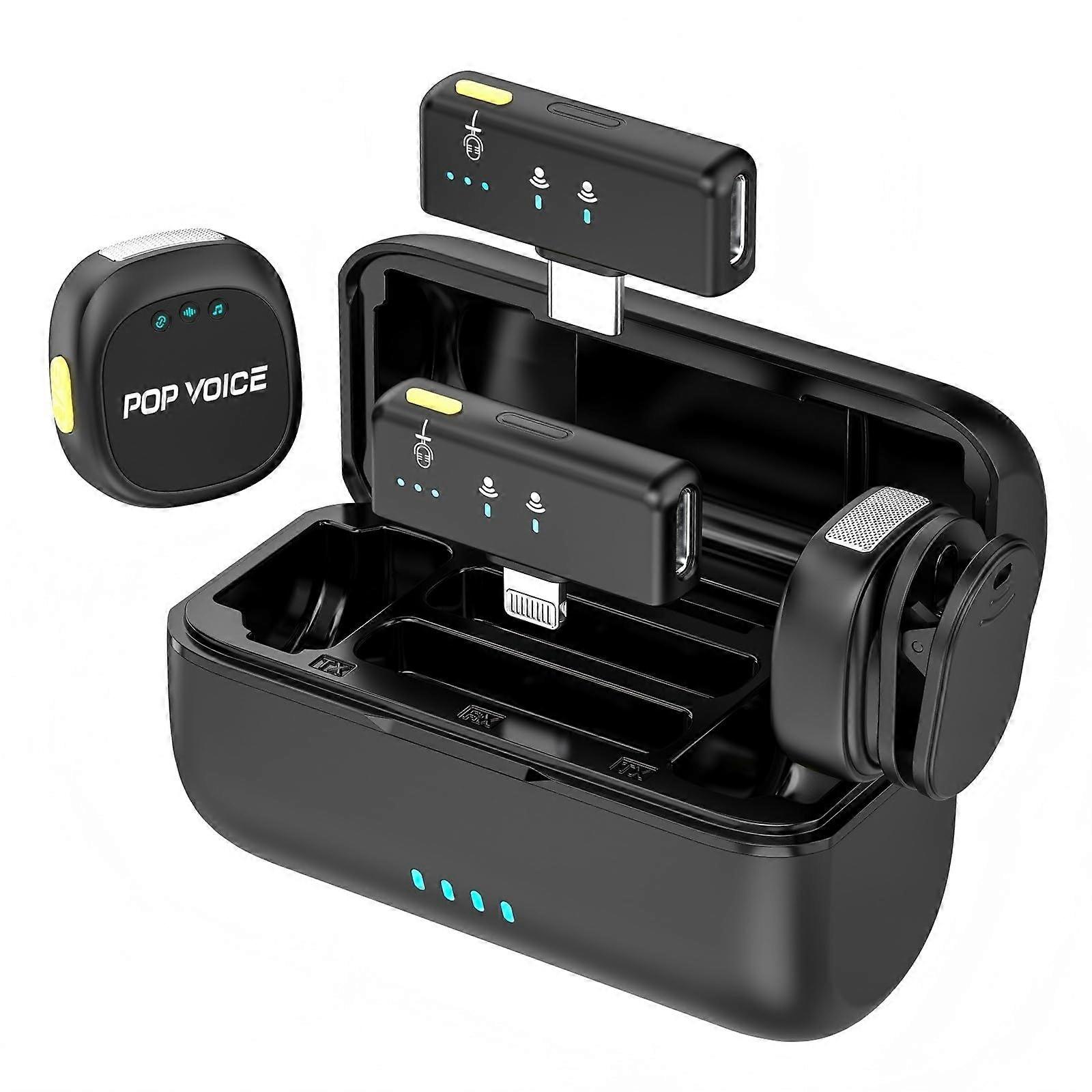 Wireless Lavalier Microphone for iPhone Android with Noise Cancellation, 40H Battery, 164ft Range