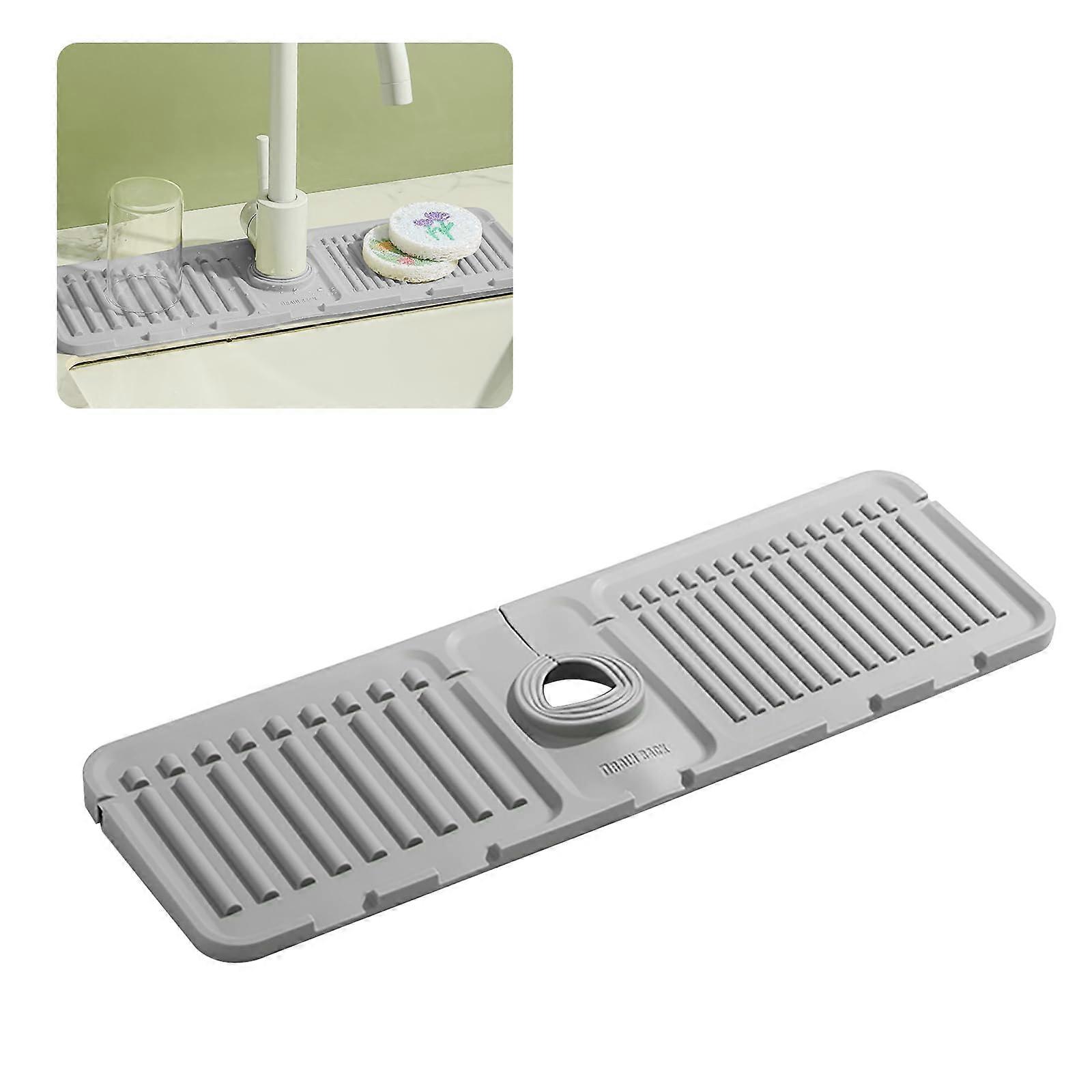 Adjustable Silicone Kitchen Sink Splash Guard Mat with Fast Drying Design for Bathroom and Laundry
