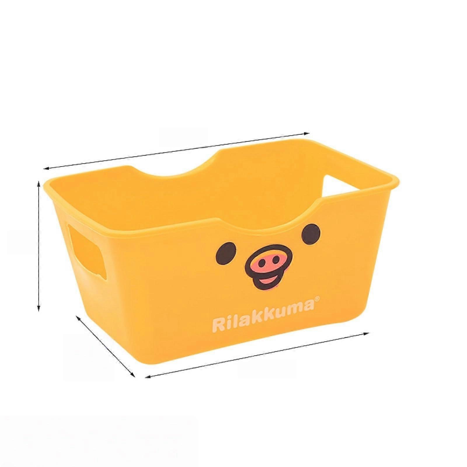 Yellow Bear Storage Box with Compartments, Cute Rectangular Desk Organizer for Office Supplies