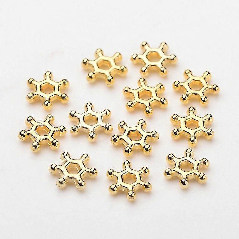 Electroplated Snowflake Plastic Spacer Beads Golden 7x2mm Hole: 1.5mm
