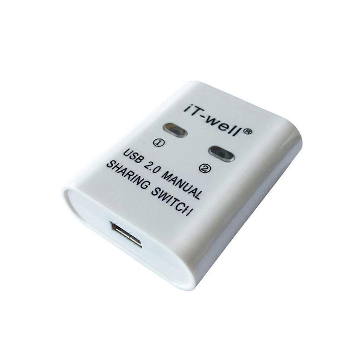 USB Printer Switch HUB 2 Port Printing Switcher Box 2 Input 1 Output Cable Splitter for 2 Computers Share Printer White