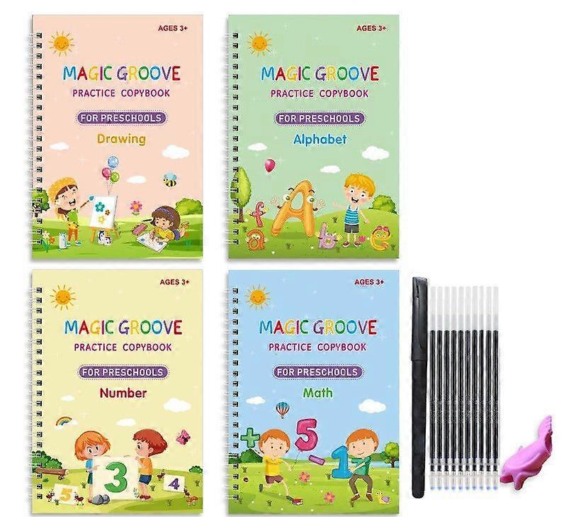 Reusable writing practice books - 4 books per set, multi-colored