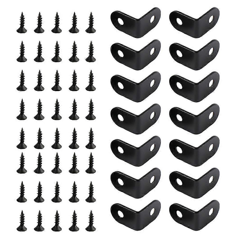20Pcs Stainless Steel Right Angle Corner Brackets for Home Use Black