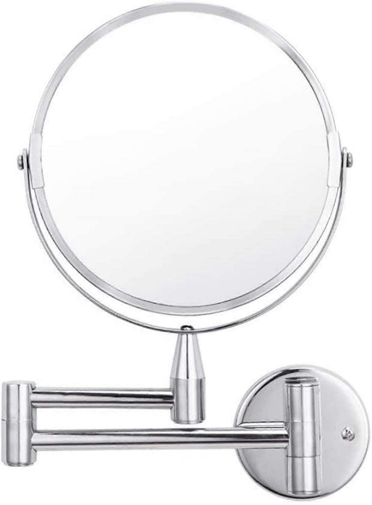 7 Inch Wall Mounted Makeup Mirror 1X 5X Double Sided Magnification Round Adjustable Bathroom Vanity