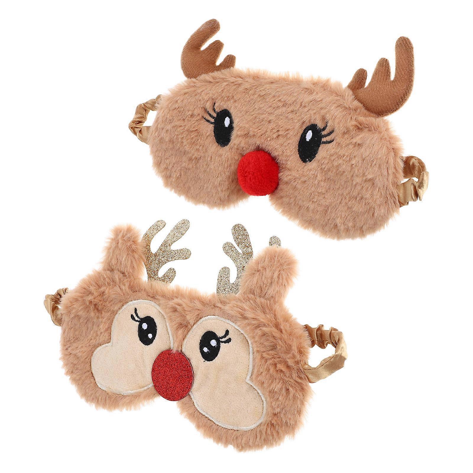 Chocolate Plush Eye Patch Deer Shaped for Sleeping Use 2Pcs