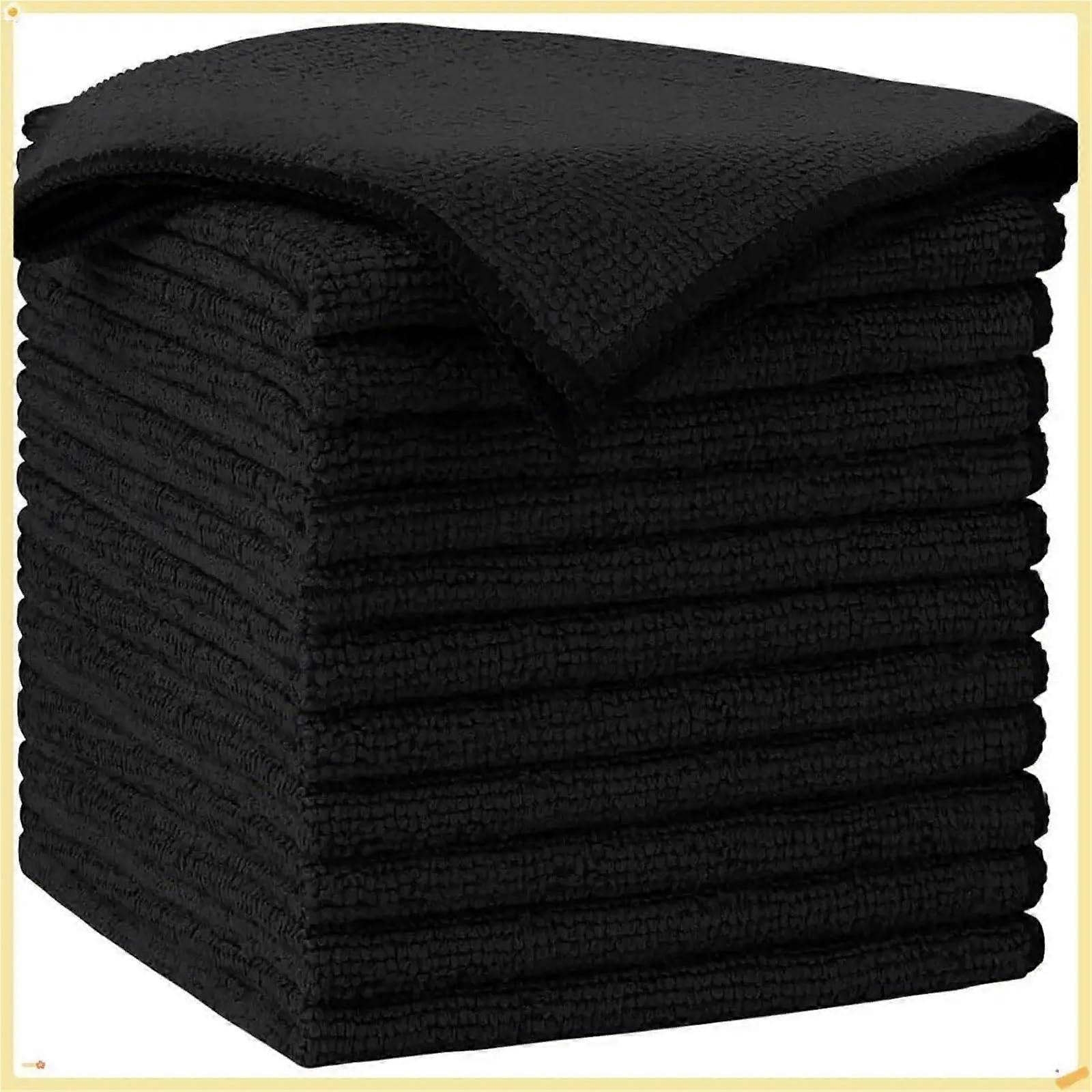 12Pcs Black Microfiber Car Cleaning Cloths  Streak,  Absorbency for Home and Auto