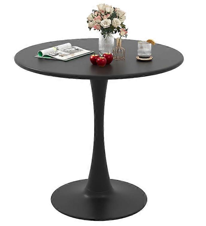 32 Inch Round Dining Table Black Modern Tulip Style for Small Spaces with Thick  and Stable Base