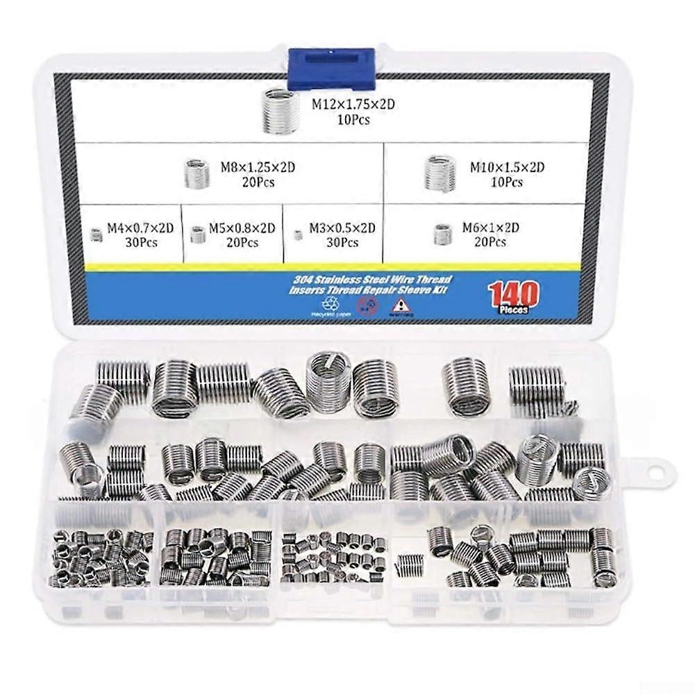 140pcs Stainless Steel Self Tapping Thread  Inserts for Nut and Bolt Hole Reinforcement