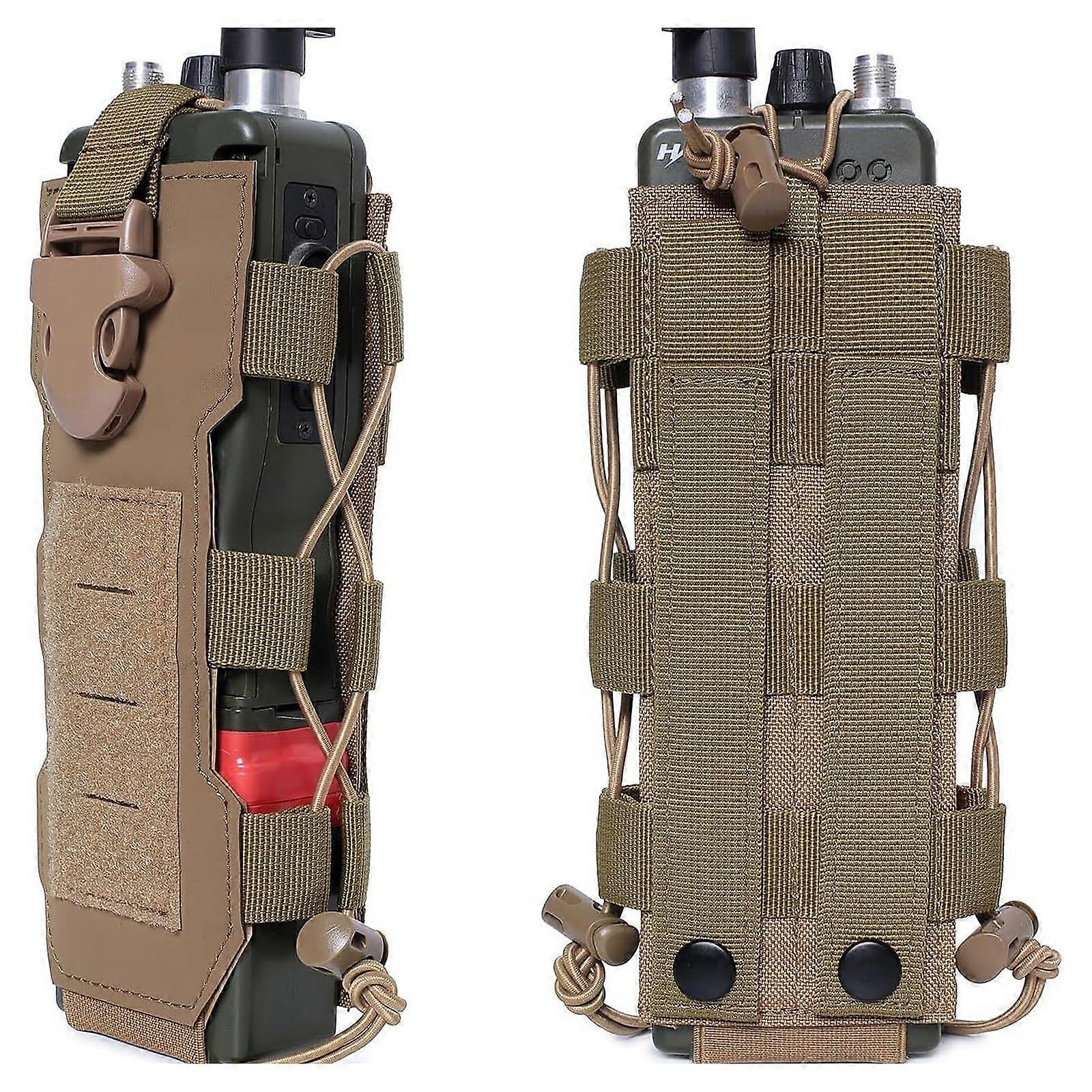 Tactical Molle Water Bottle Holder Adjustable Capacity Ripstop Pouch for Backpack or Belt Brown