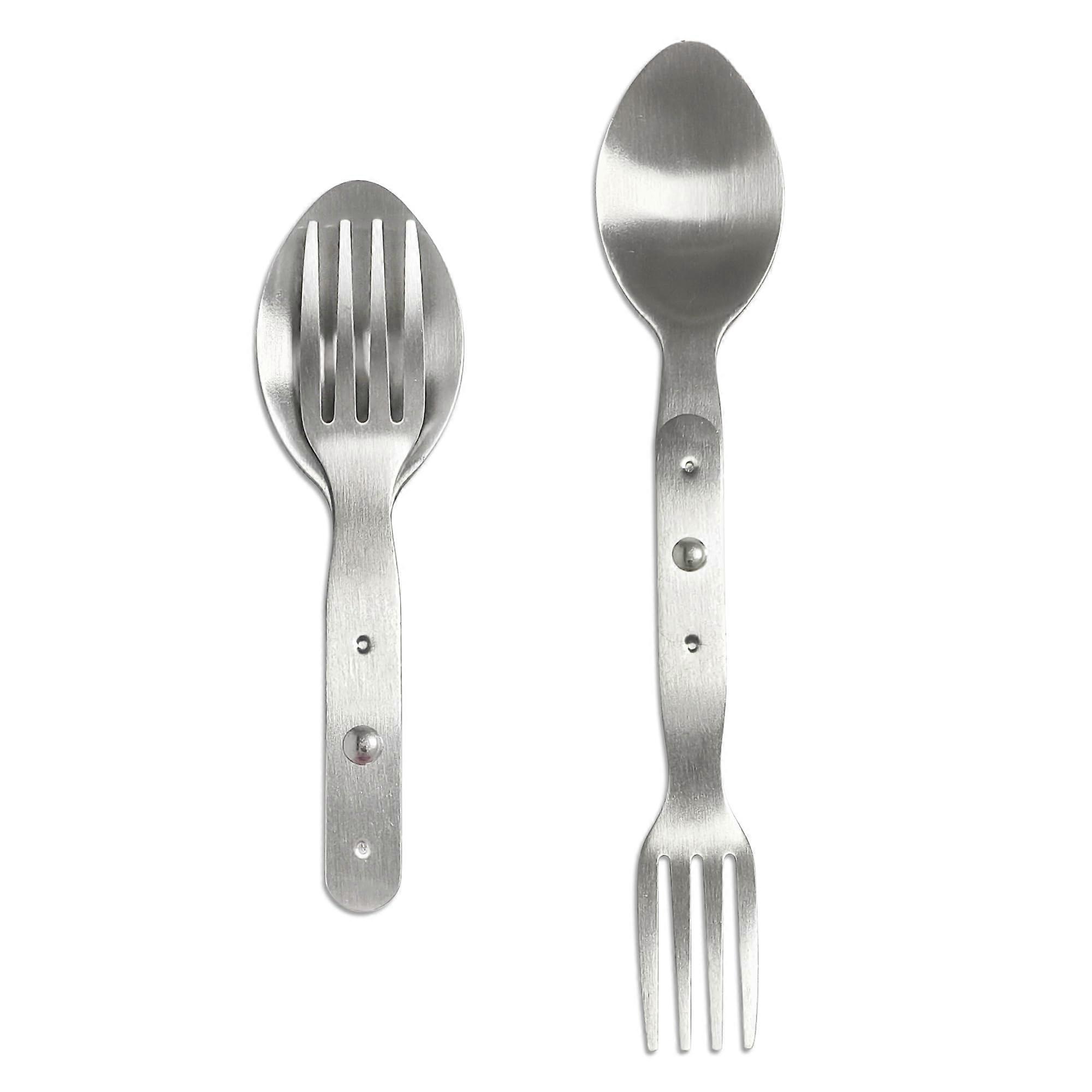 2pcs Stainless Steel 2in1 Camping and BBQ Fork with Durable Ergonomic Handle Grip