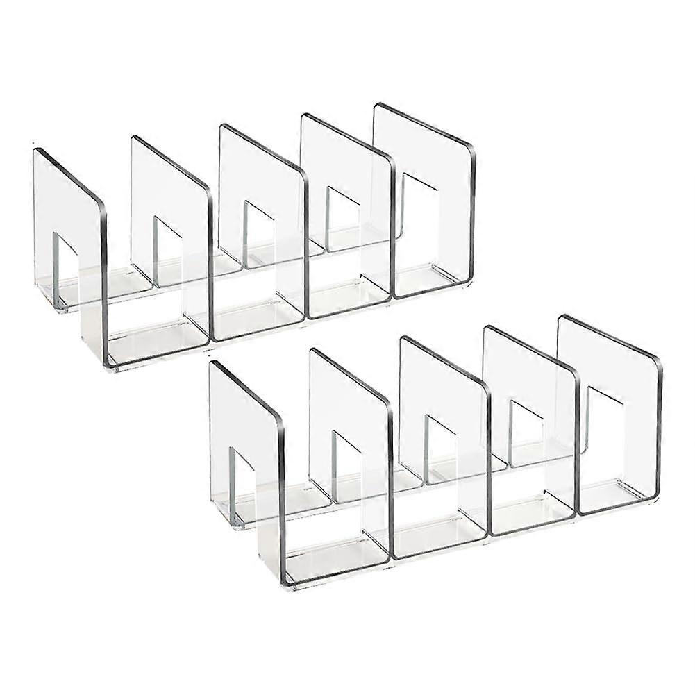 2Pcs Clear Acrylic Magazine Holder 4Section Desktop File Organizer Rack for Books Mail Documents