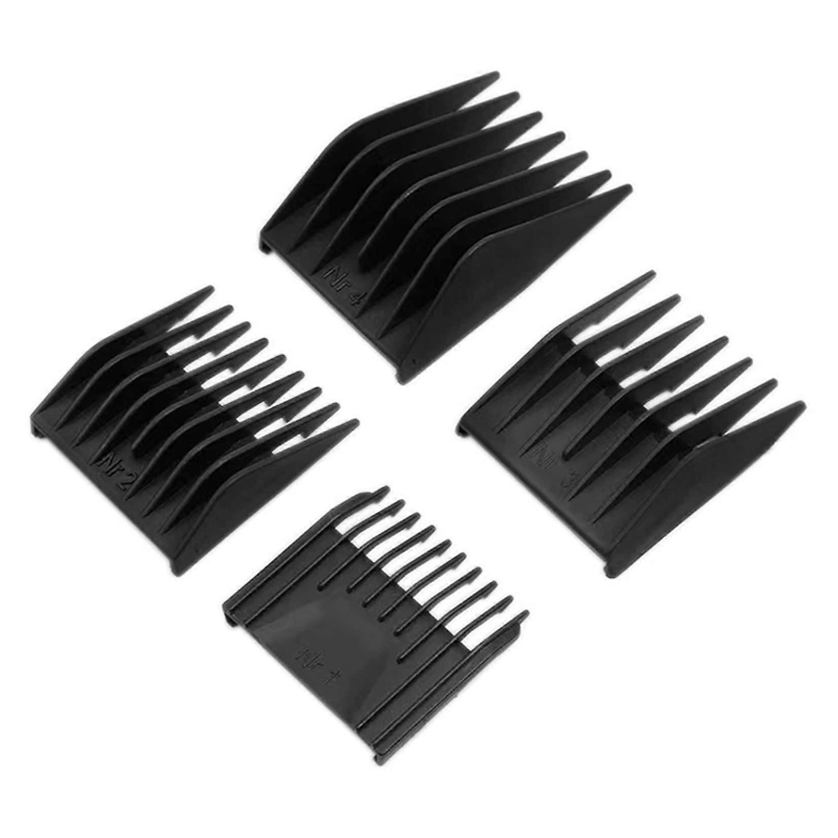 Universal Hair Clipper Guard Set 4pcs Black Clipper Guide Comb Attachments with Secure Clip Lock
