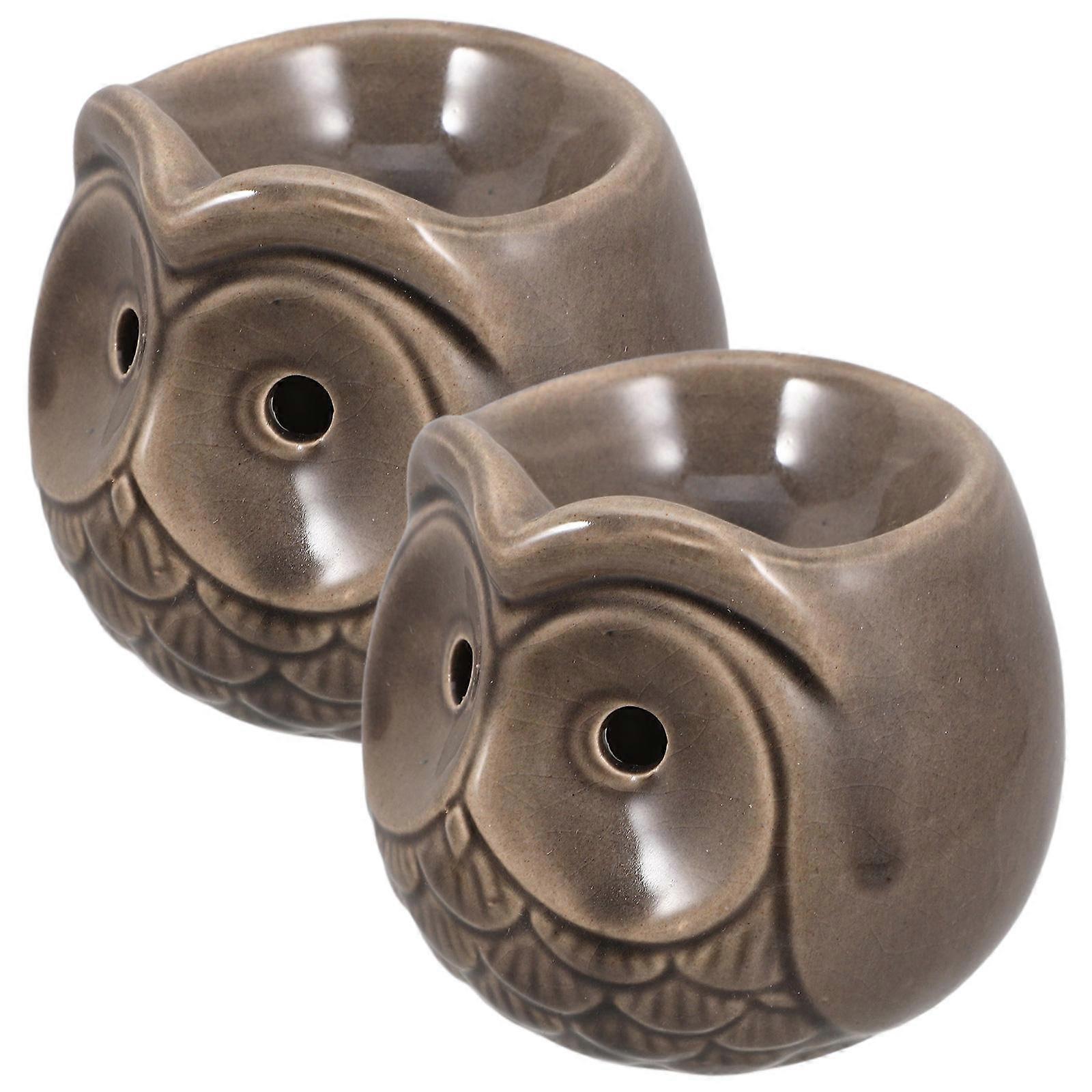 Ceramic Incense Burner Owl Figure for Aroma Diffuser 2Pcs Collection