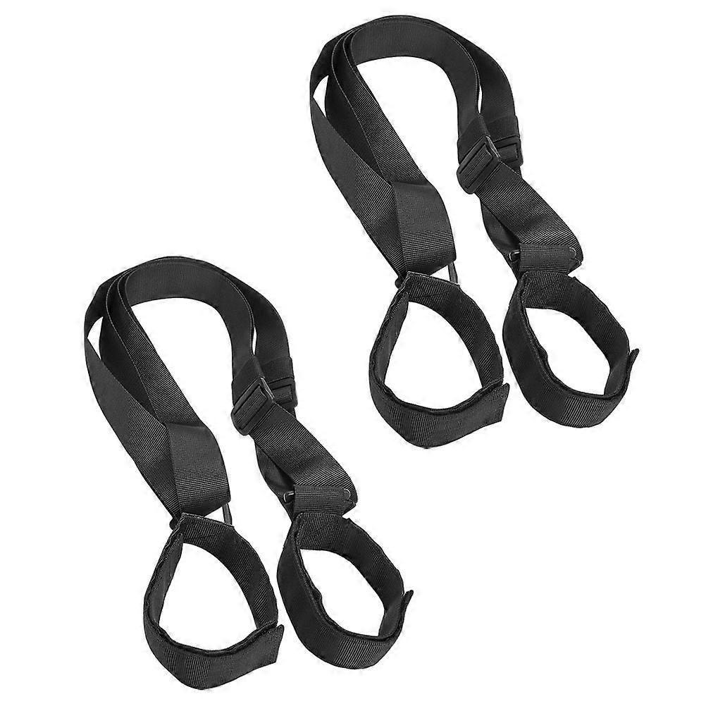 Fixing Strap Double Shoulder Strap for Carrying 2Pcs Black Nylon Ski Board Harness
