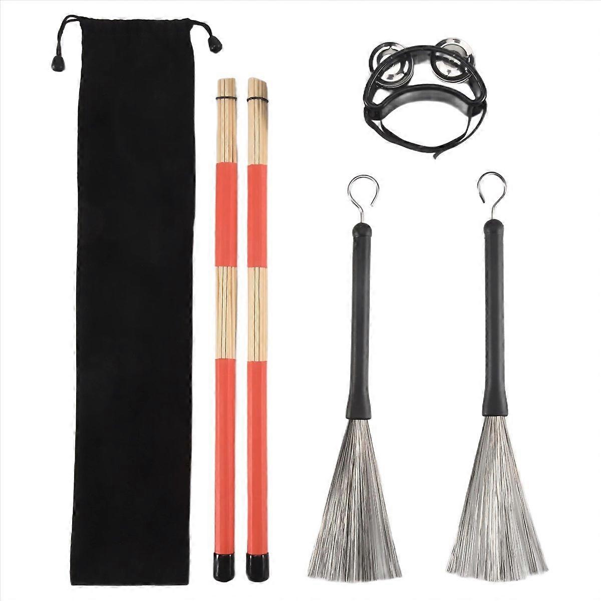 Drum Wooden Acoustic Drum Brushes Drum Sticks Tools Kit