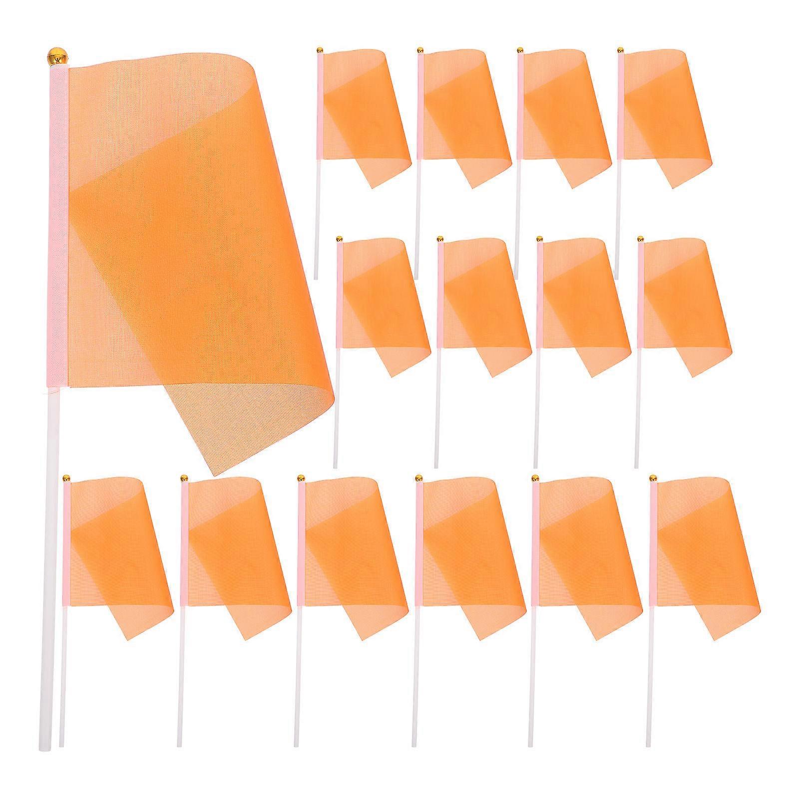 Handheld Mini Flags on Stick for Decor 50Pcs Orange Polyester Flags