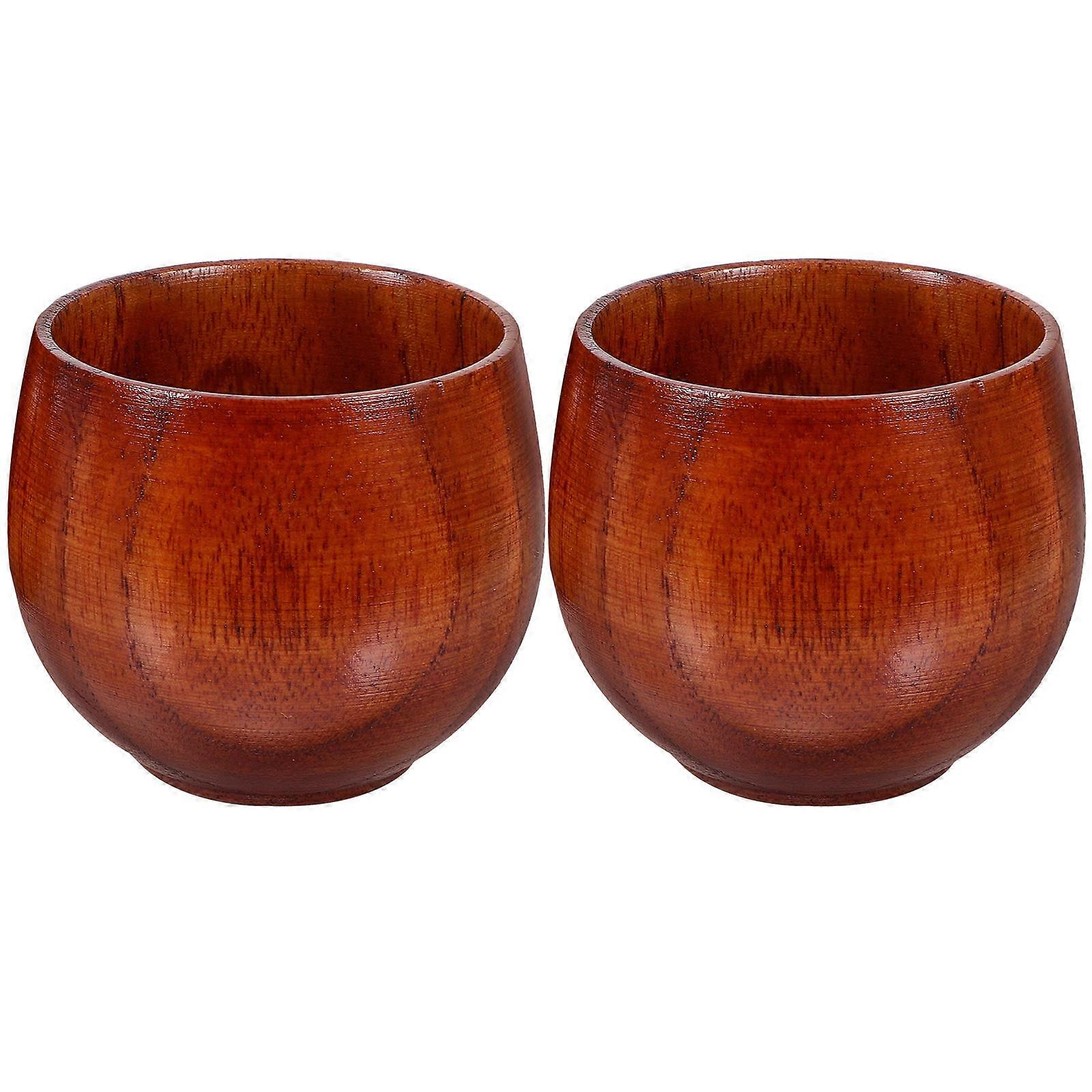 Sake Cup Japanese-Style Wood Drinking Cup for Drinking Use 2Pcs