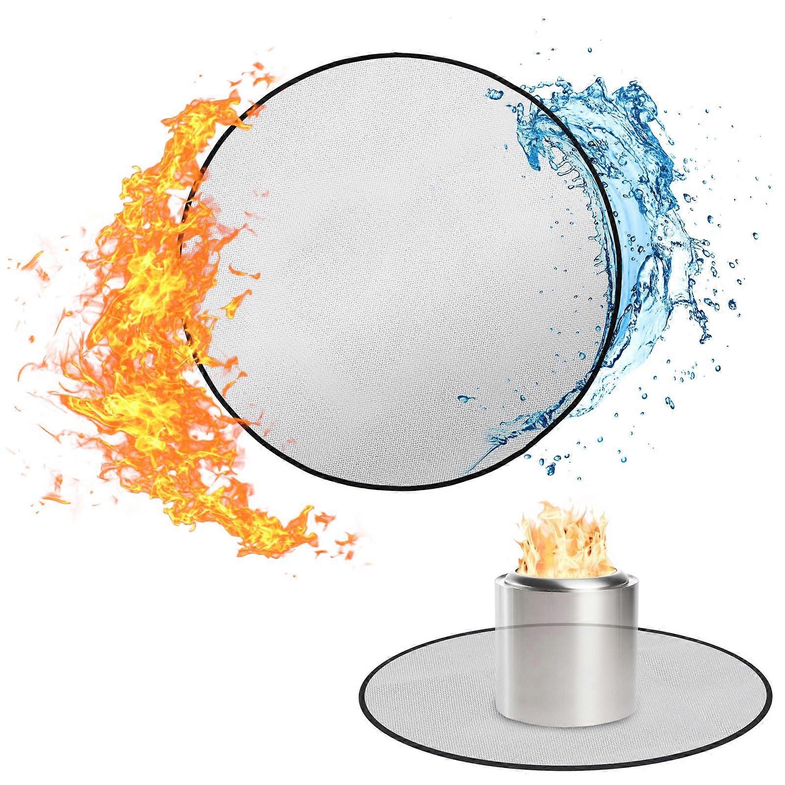 39 Inch Round Fire Pit Mat for Solo Stove Ranger, Fireproof Waterproof Deck Protector, Silver