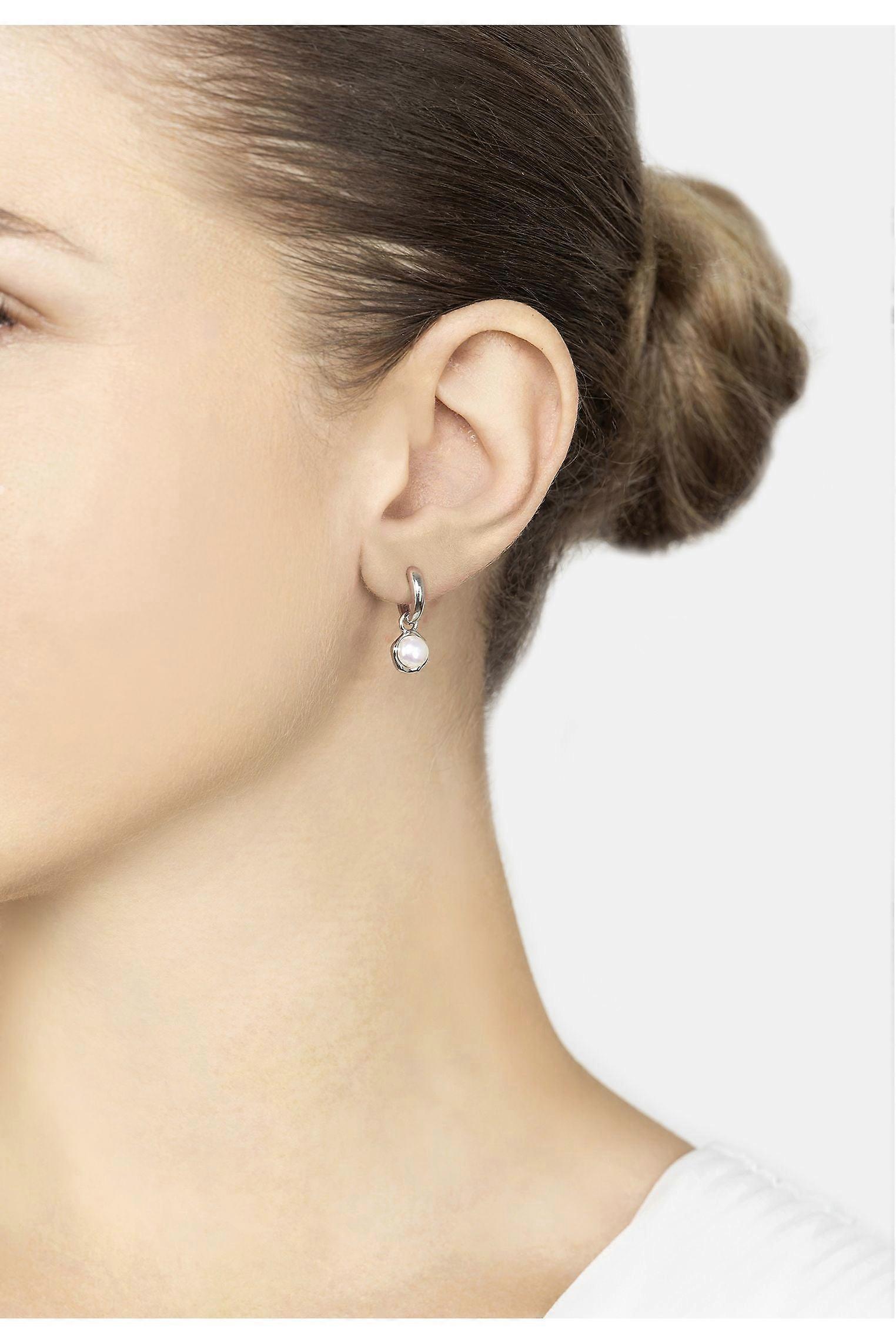 Rococo Pearl Hoop Earrings Silver