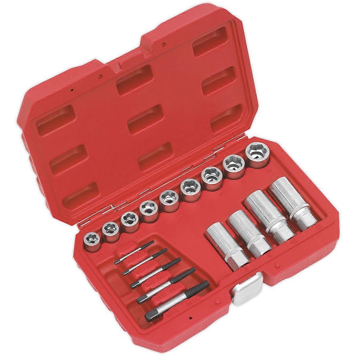 Sealey Ak751 Bolt, Stud & Screw Extractor Set 18Pc