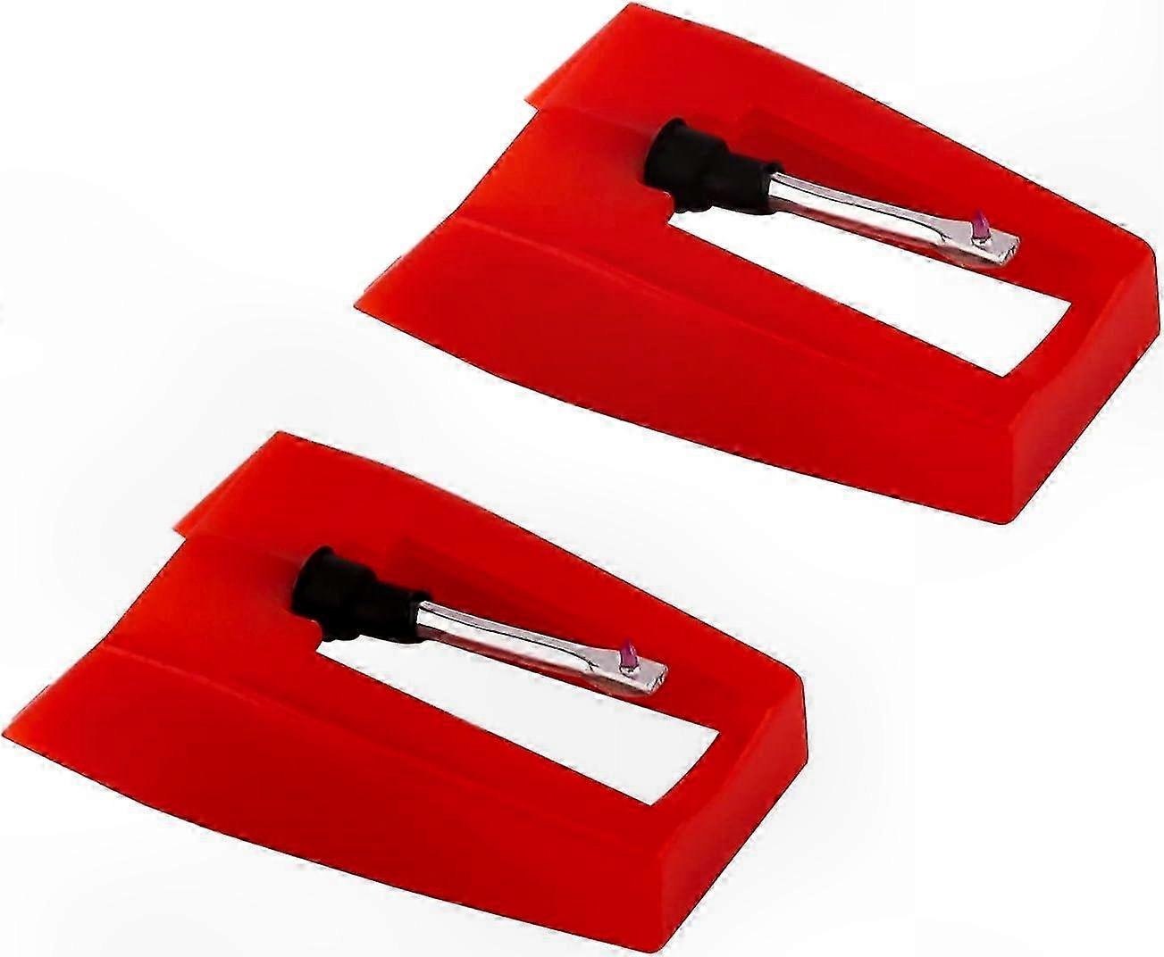 Replacement Needle Set for Vinyl Record Players (2-Pack, Red)