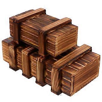 2pcs Wooden Box with Extra Secure Secret Drawer Educational Toy for Children