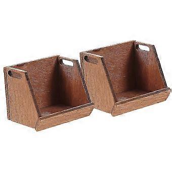 Miniaturas de Prateleiras de Madeira Marrom Claro para Decoração de Casa - Conjunto de 2 Peças