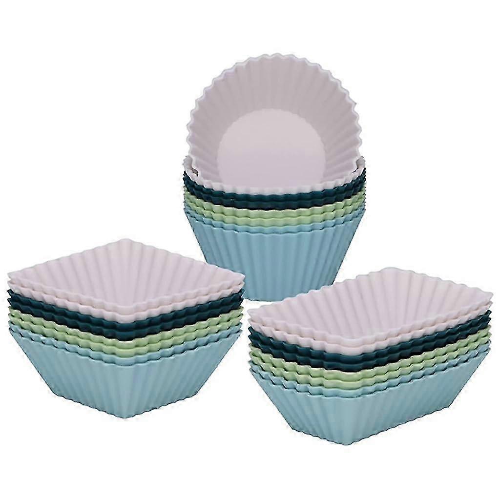 24 Pack Thick Reusable Silicone Muffin Cupcake Liners
