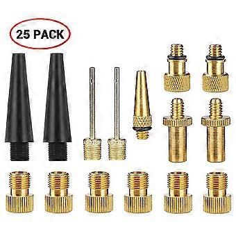 25pcs/set Ventiel Adapter Pomp Ventiel Set voor SV AV DV Dunlop Franse Flash Valve Presta Ventiel met Ring